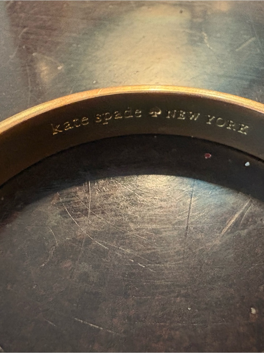 kate spade Gold and Black Tone Stamped Bangle Bracelet - Picture 2 of 5